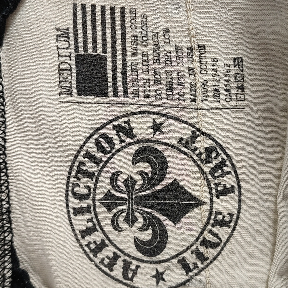 Men's M Affliction Long Sleeve T Shirt Cream Blue Ombre Eagle Fluer De Lis - Picture 2 of 5